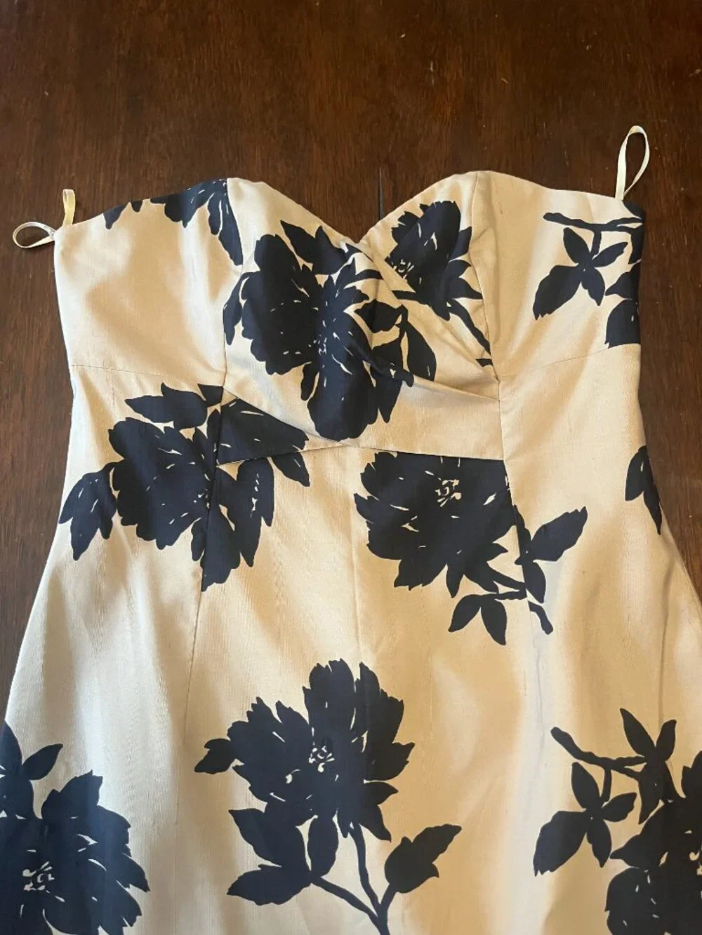 Michael Kors (Camel and Black) Flower Print Strapless Dress
